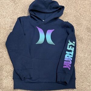Hurley Navy Hoodie with Teal and Purple Gradient Logo